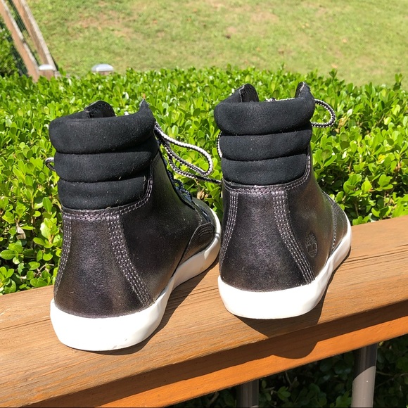 Timberland Black Metallic High Top Leather Sneaker - Picture 6 of 14
